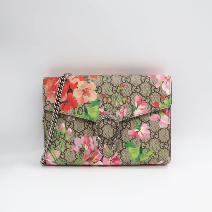 Gucci GG Dionysus Beige/Pink Bloom Wallet on chain Handbag - Lux Central