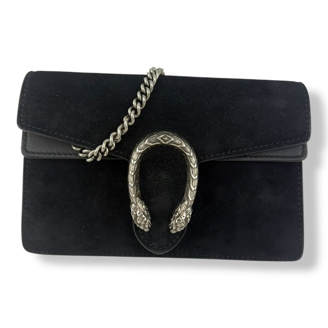 Gucci GG Dionysus Black Suede Super Mini Handbag - Lux Central