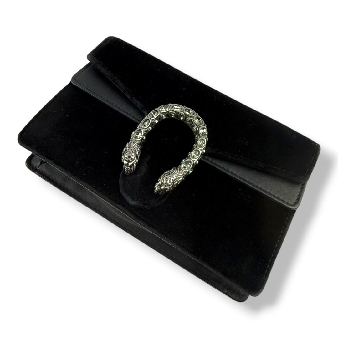 Gucci GG Dionysus Black Velvet Super Mini Handbag - Lux Central
