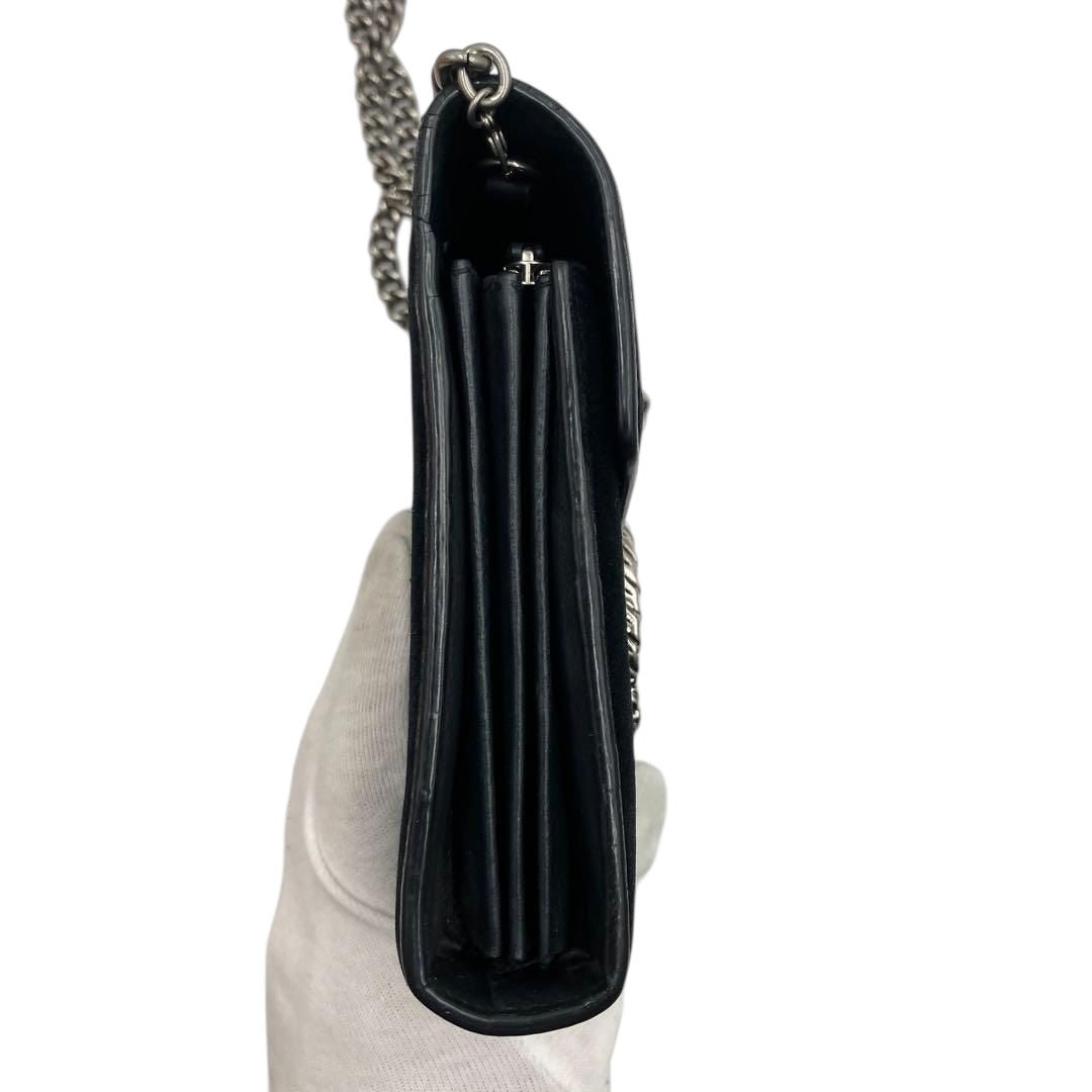 Gucci GG Dionysus Chain Wallet Black Suede Handbag - Lux Central