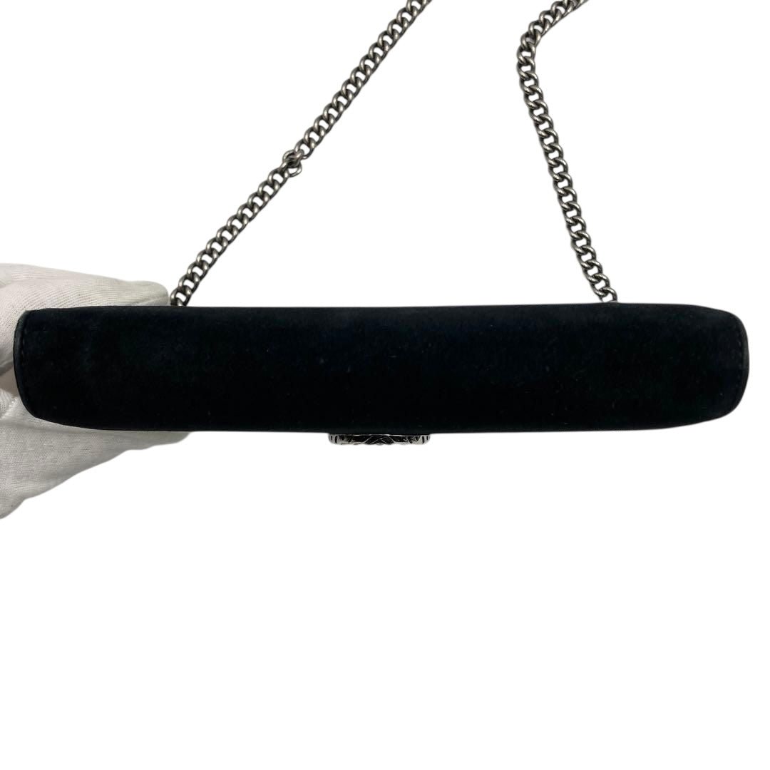Gucci GG Dionysus Chain Wallet Black Suede Handbag - Lux Central