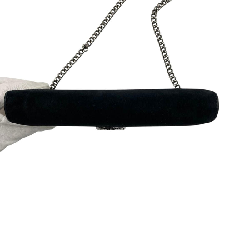Gucci GG Dionysus Chain Wallet Black Suede Handbag - Lux Central