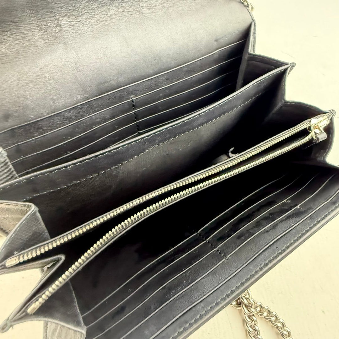 Gucci GG Dionysus Chain Wallet Black Suede Handbag - Lux Central