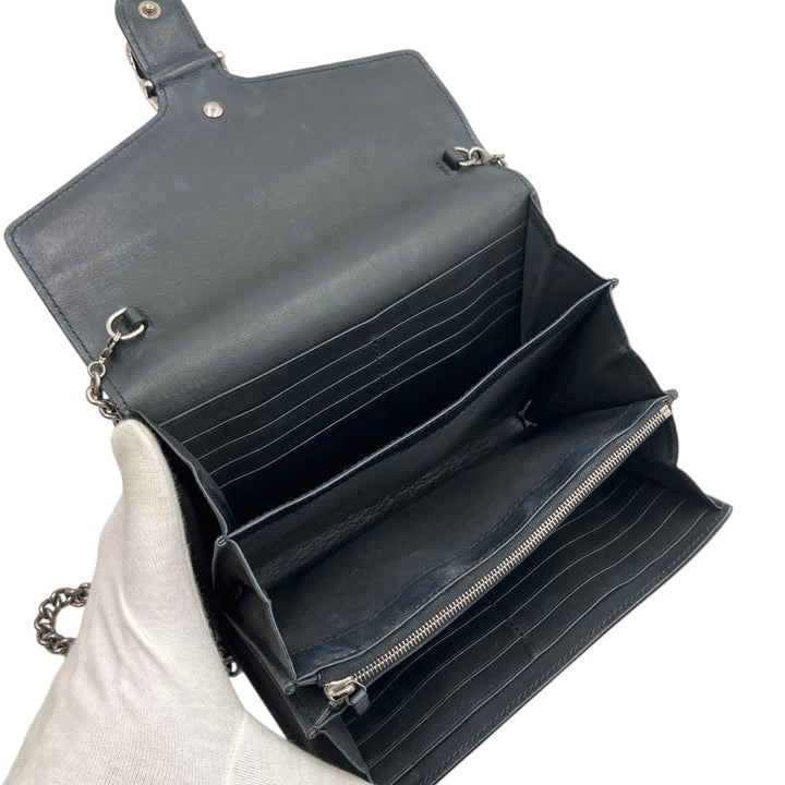 Gucci GG Dionysus Chain Wallet Black Suede Handbag - Lux Central