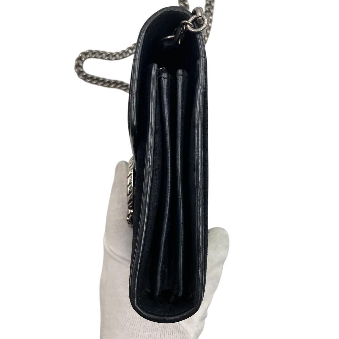 Gucci GG Dionysus Chain Wallet Black Suede Handbag - Lux Central