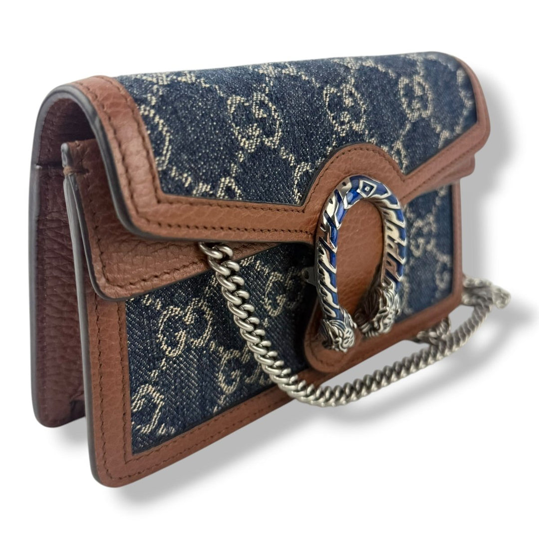 Gucci GG Dionysus Denim/Leather Beige/Navy Super Mini Handbag - Lux Central