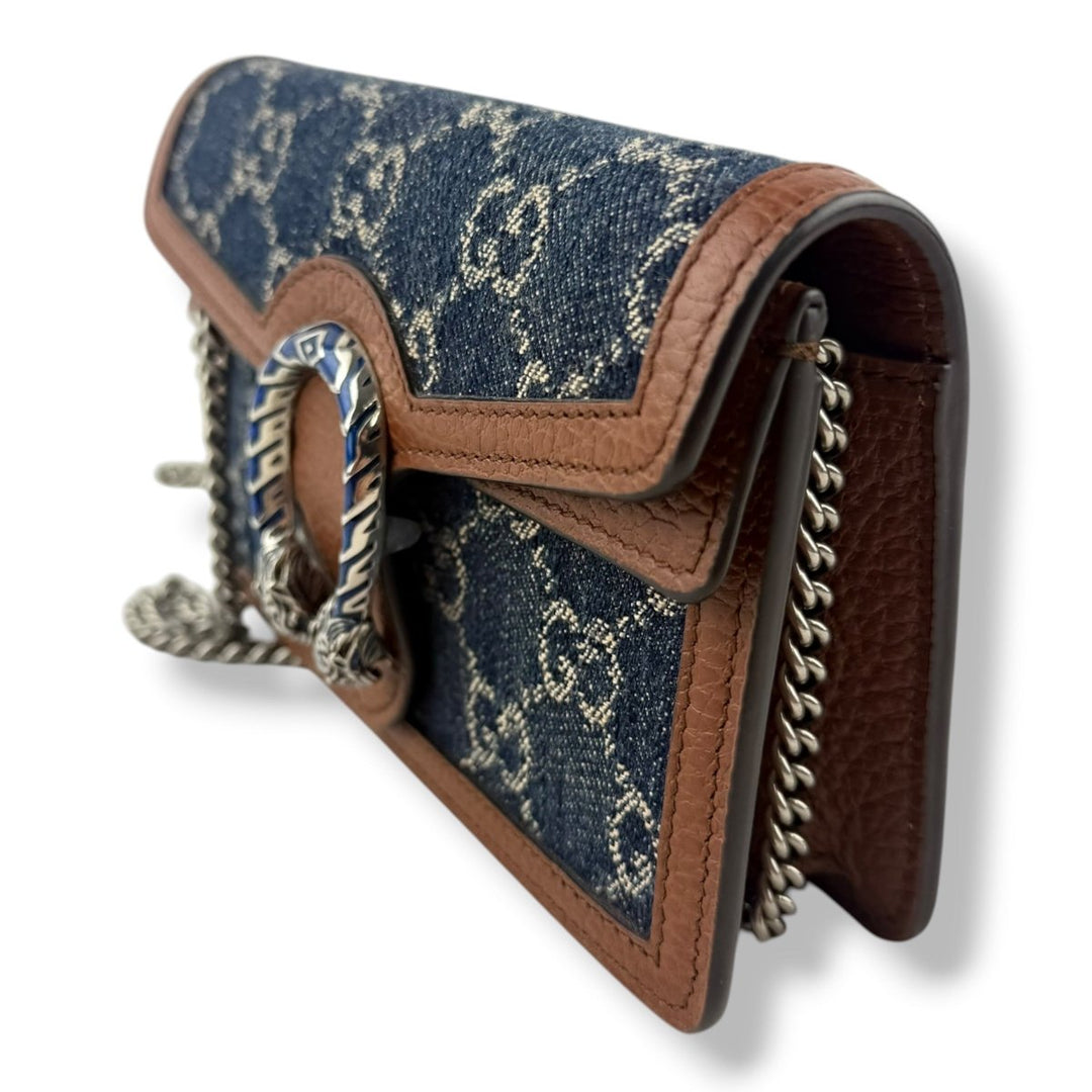 Gucci GG Dionysus Denim/Leather Beige/Navy Super Mini Handbag - Lux Central