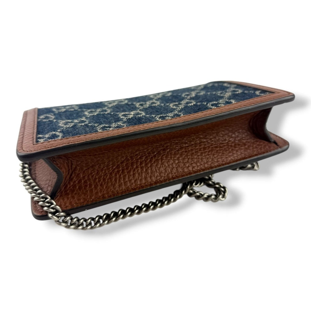Gucci GG Dionysus Denim/Leather Beige/Navy Super Mini Handbag - Lux Central