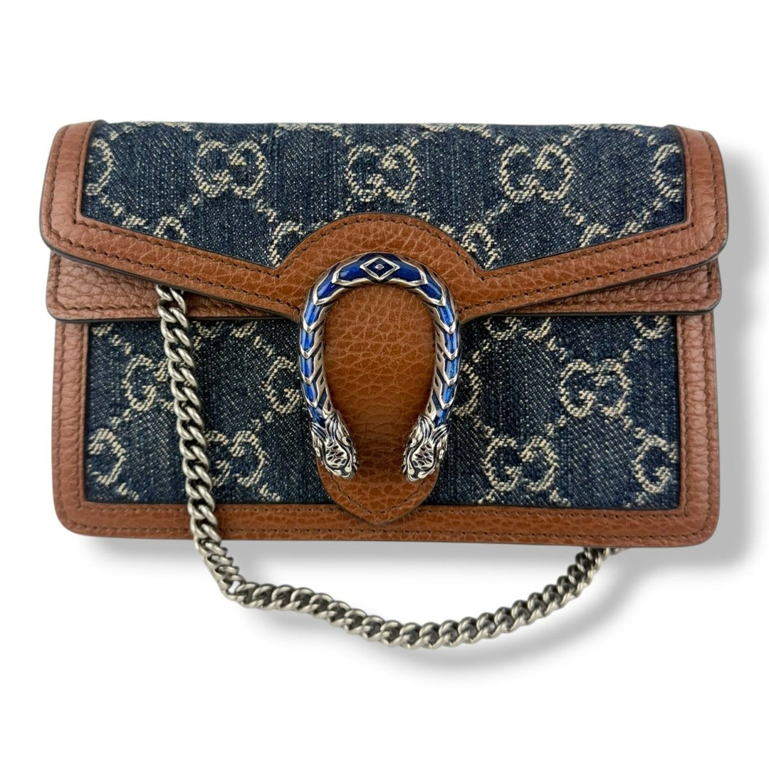Gucci GG Dionysus Denim/Leather Beige/Navy Super Mini Handbag - Lux Central