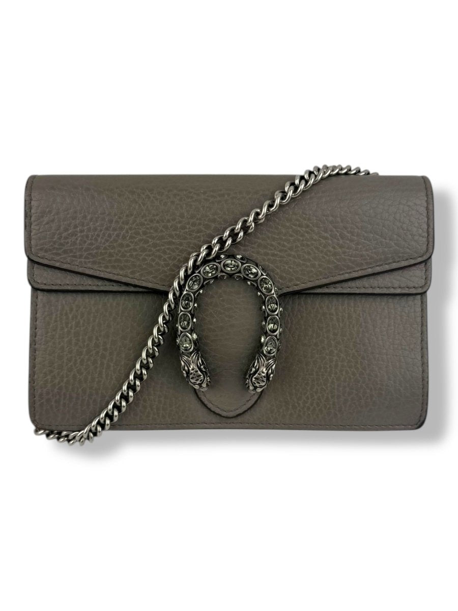 Gucci GG Dionysus Grey Leather Super Mini Handbag - Lux Central