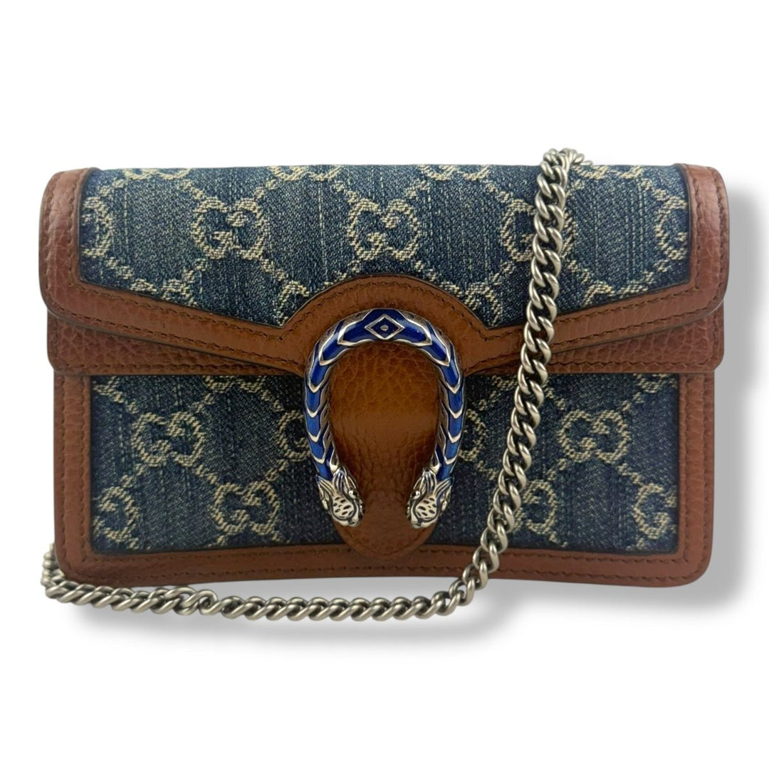 Gucci GG Dionysus Navy/Brown Denim Super Mini Handbag - Lux Central