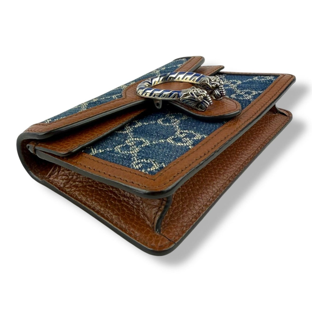 Gucci GG Dionysus Navy/Brown Denim Super Mini Handbag - Lux Central