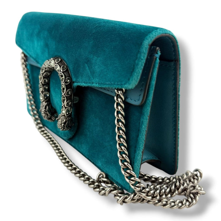 Gucci GG Dionysus Teal Velvet Super Mini Handbag - Lux Central