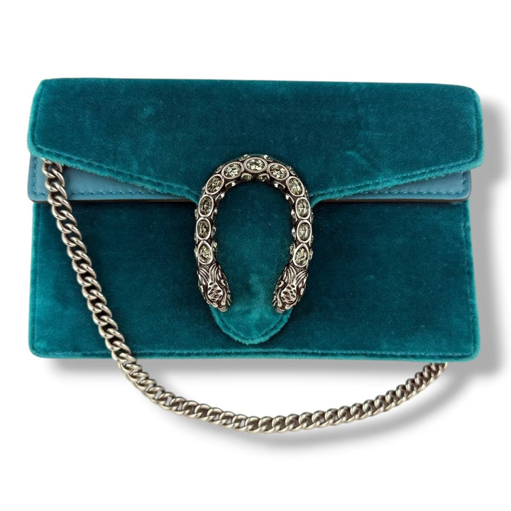 Gucci GG Dionysus Teal Velvet Super Mini Handbag - Lux Central