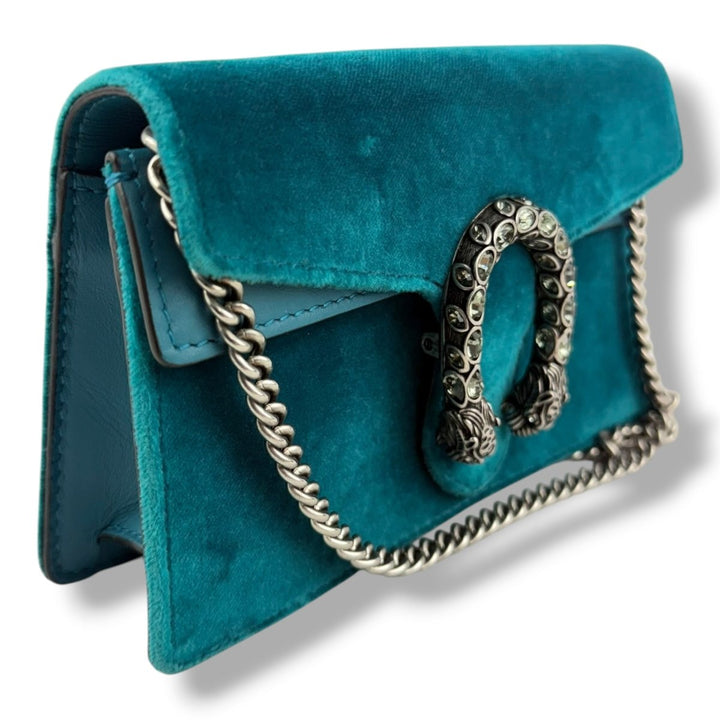 Gucci GG Dionysus Teal Velvet Super Mini Handbag - Lux Central