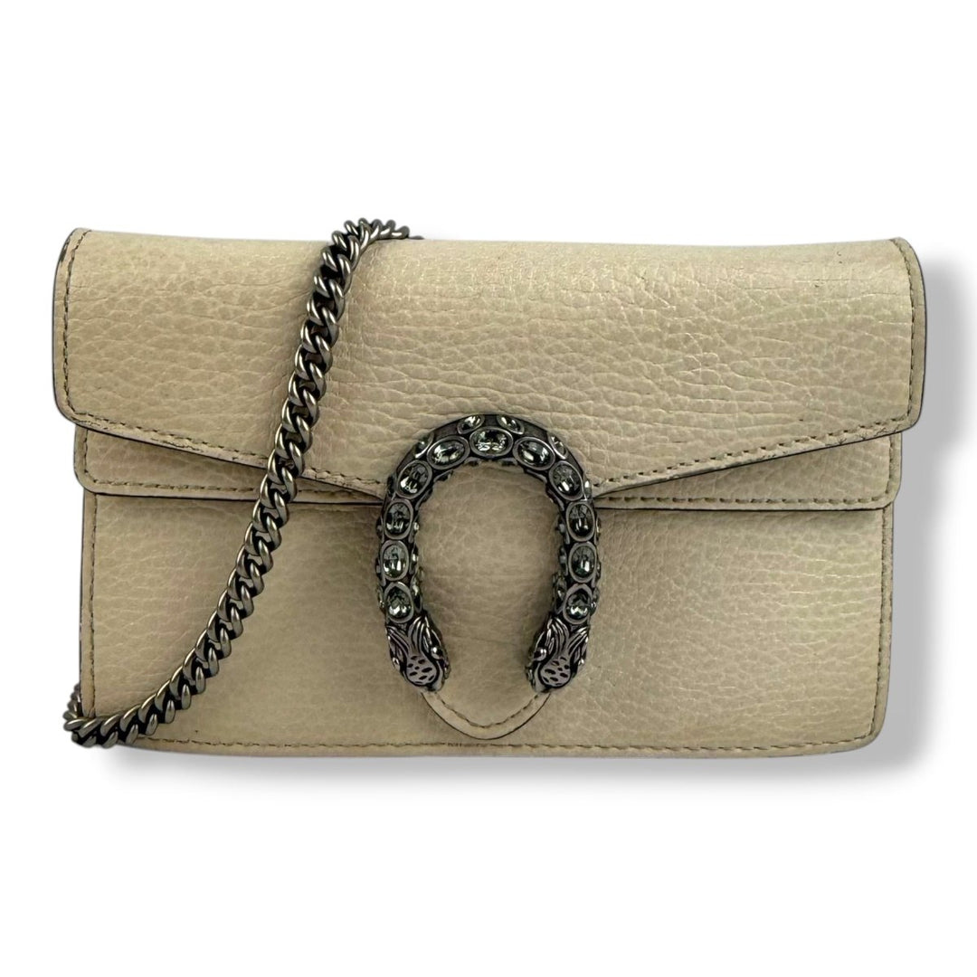 Gucci GG Dionysus White Leather Super Mini Handbag - Lux Central