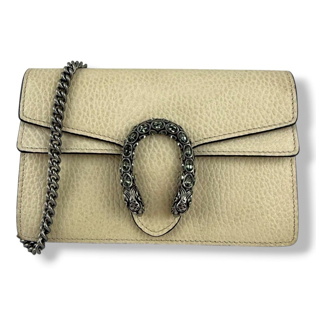 Gucci GG Dionysus White Leather Super Mini Handbag - Lux Central