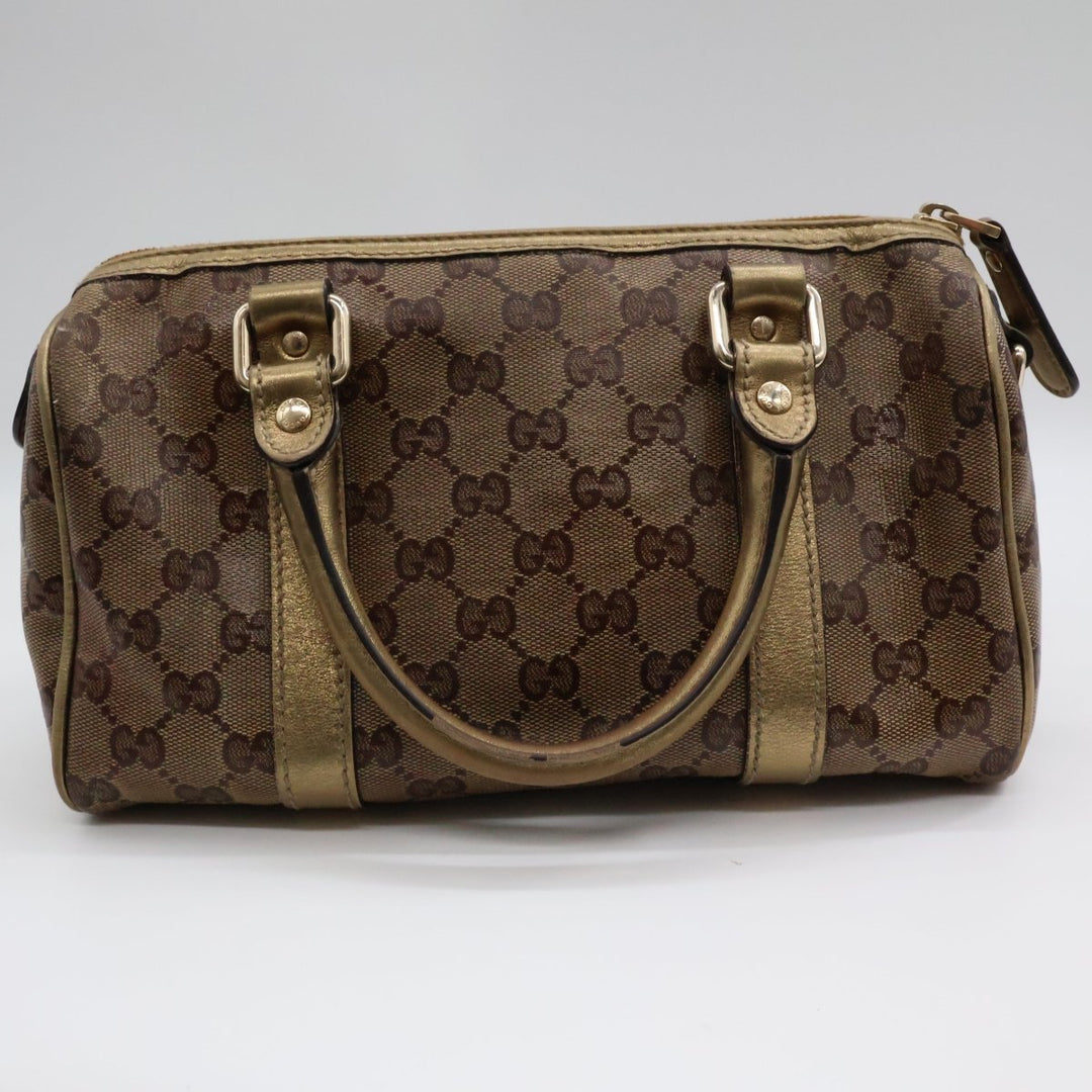 Gucci GG Gold/Beige Boston Canvas Bag - Lux Central