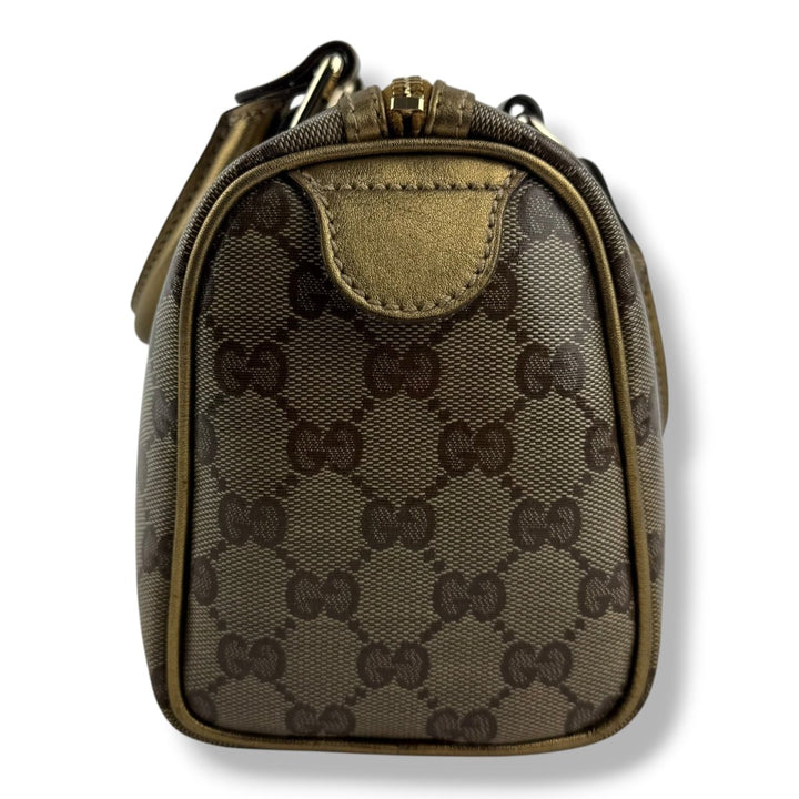 Gucci GG Gold/Beige Boston Canvas Bag - Lux Central