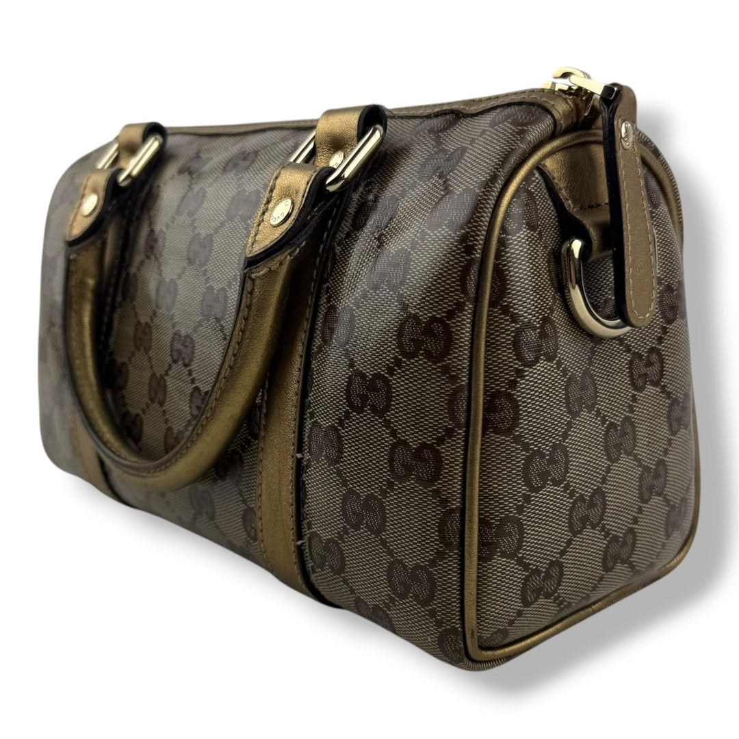 Gucci GG Gold/Beige Boston Canvas Bag - Lux Central