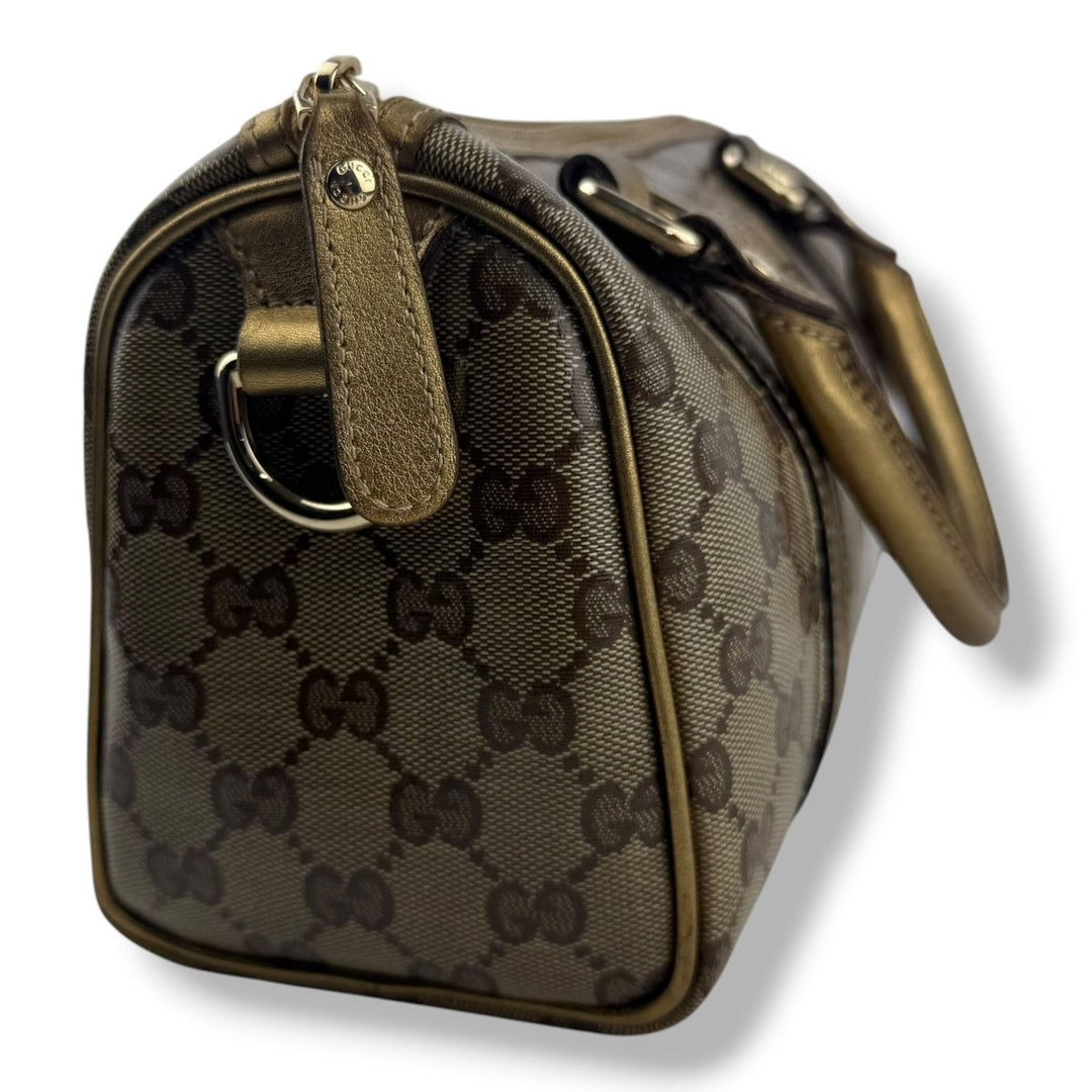 Gucci GG Gold/Beige Boston Canvas Bag - Lux Central