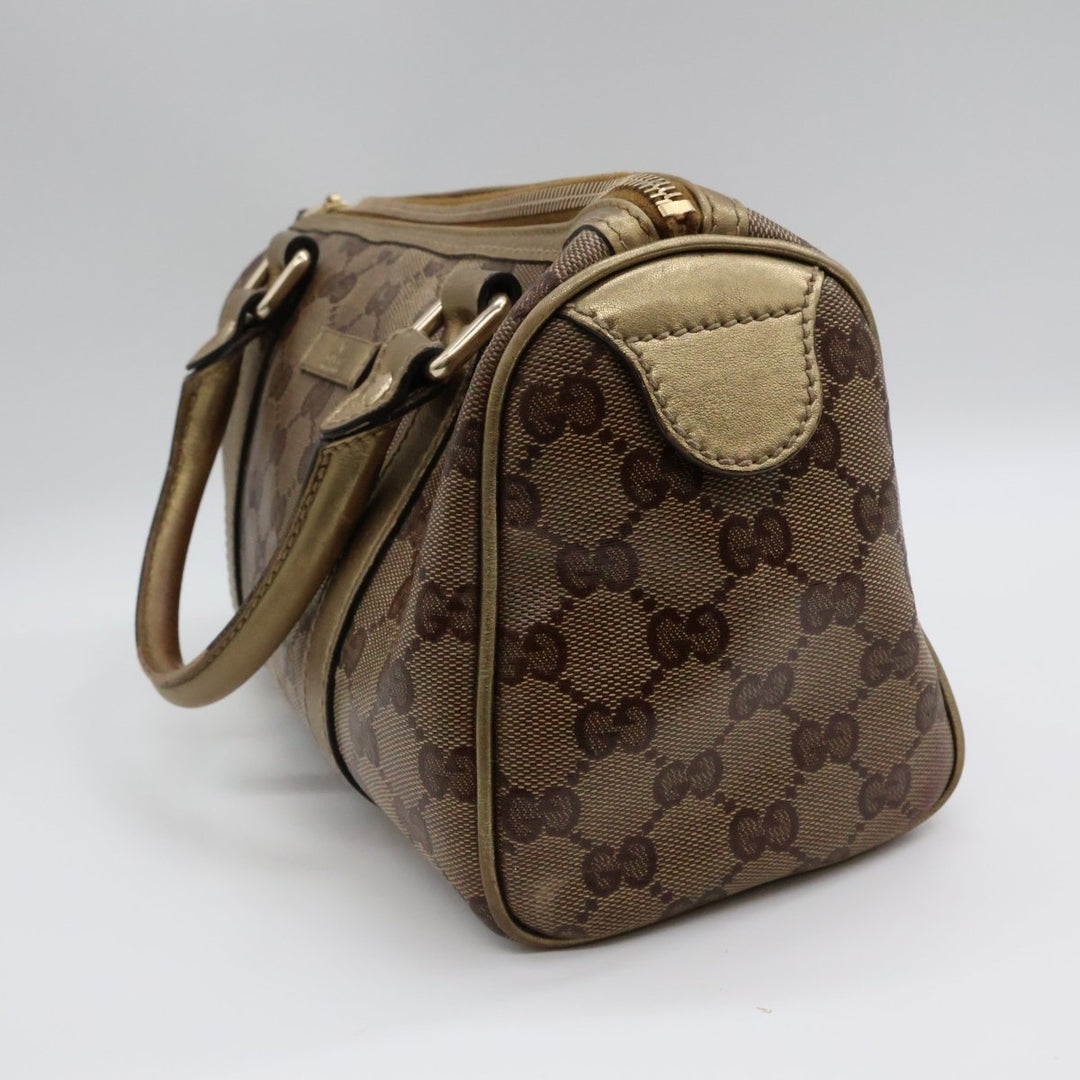 Gucci GG Gold/Beige Boston Canvas Bag - Lux Central