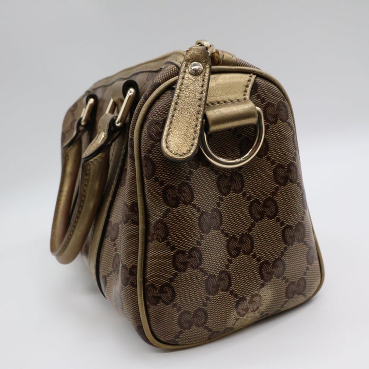 Gucci GG Gold/Beige Boston Canvas Bag - Lux Central