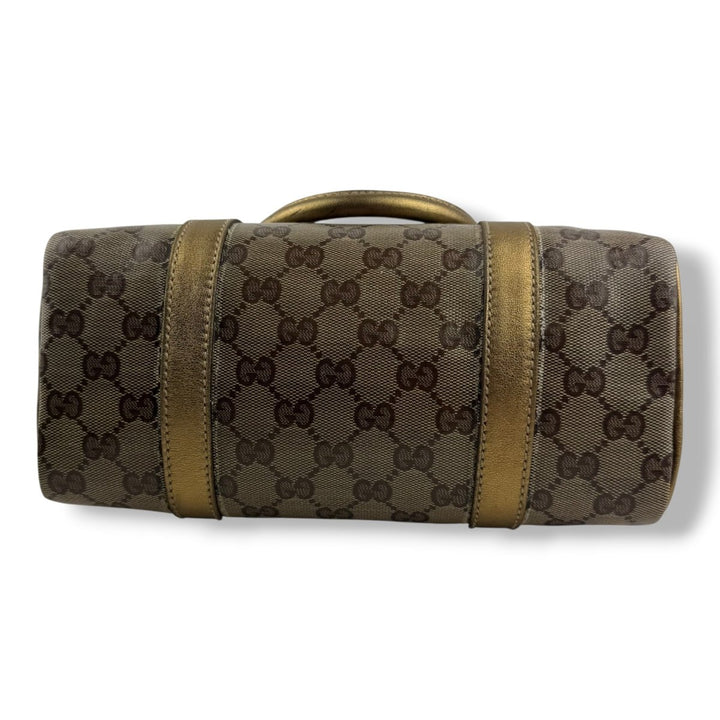 Gucci GG Gold/Beige Boston Canvas Bag - Lux Central