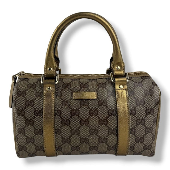 Gucci GG Gold/Beige Boston Canvas Bag - Lux Central