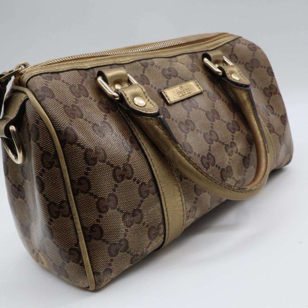 Gucci GG Gold/Beige Boston Canvas Bag - Lux Central