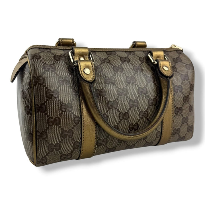 Gucci GG Gold/Beige Boston Canvas Bag - Lux Central