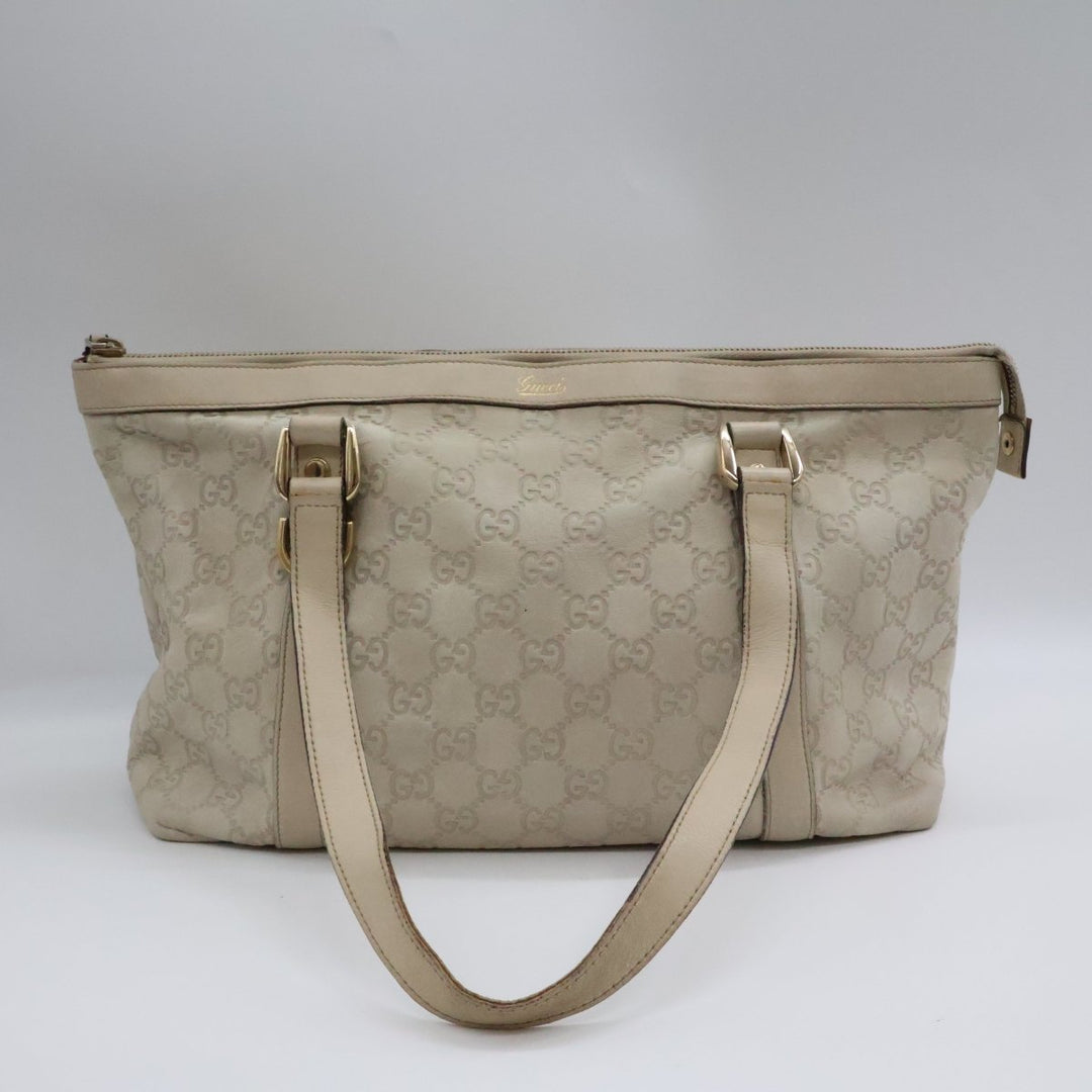 Gucci GG Guccissima Beige Abbey D-Ring Tote Handbag - Lux Central