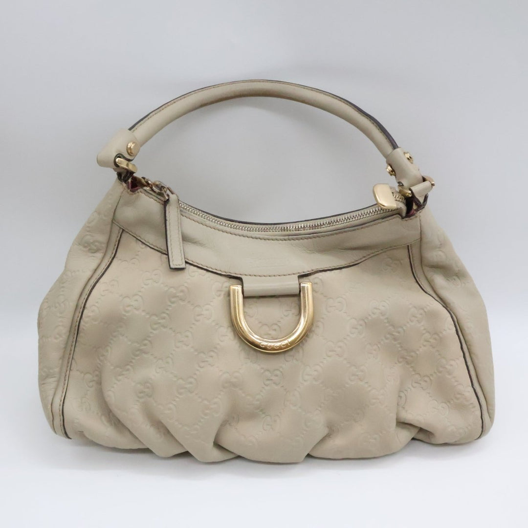 Gucci GG Guccissima Shoulder Beige Abbey D-Ring Tote Handbag - Lux Central