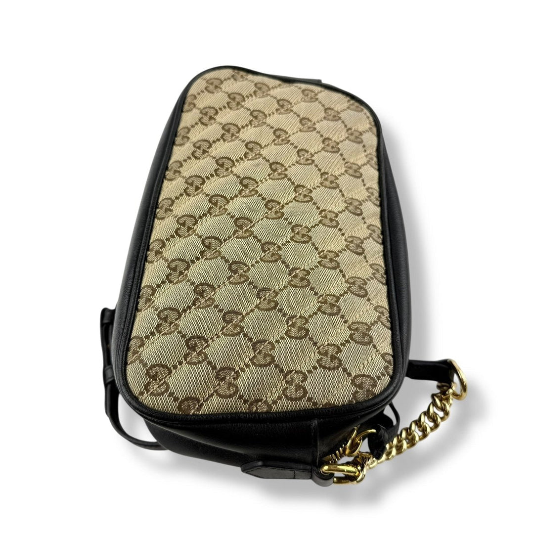 Gucci GG Marmont Beige/Black Leather Small Handbag - Lux Central