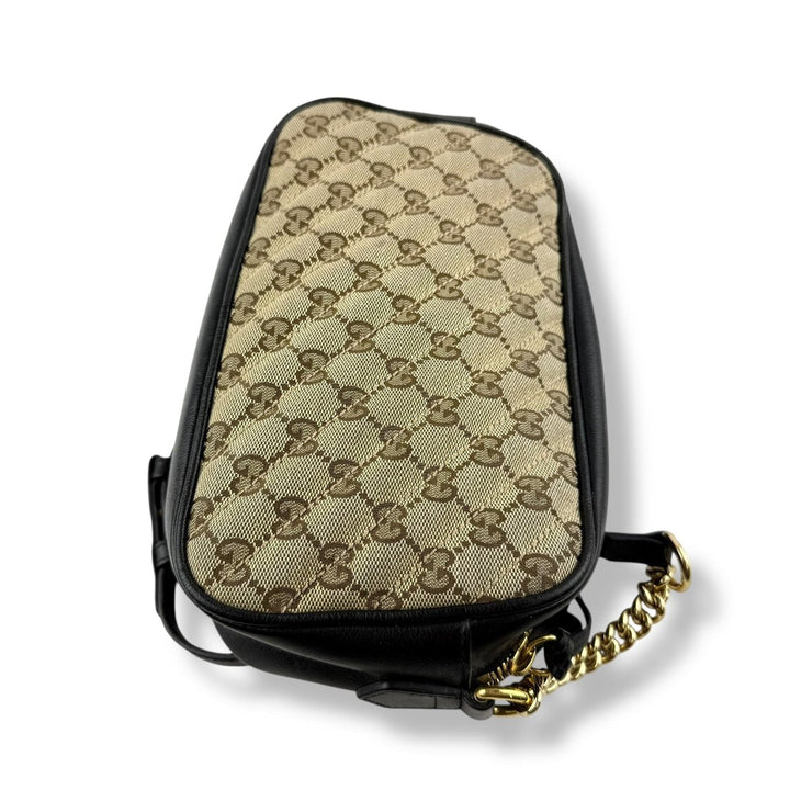 Gucci GG Marmont Beige/Black Leather Small Handbag - Lux Central
