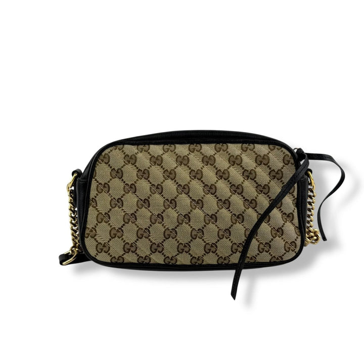 Gucci GG Marmont Beige/Black Leather Small Handbag - Lux Central