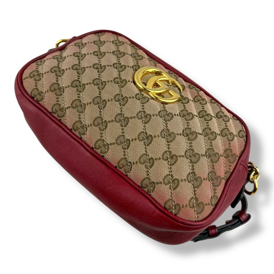 Gucci GG Marmont Beige/Red Leather Small Handbag - Lux Central