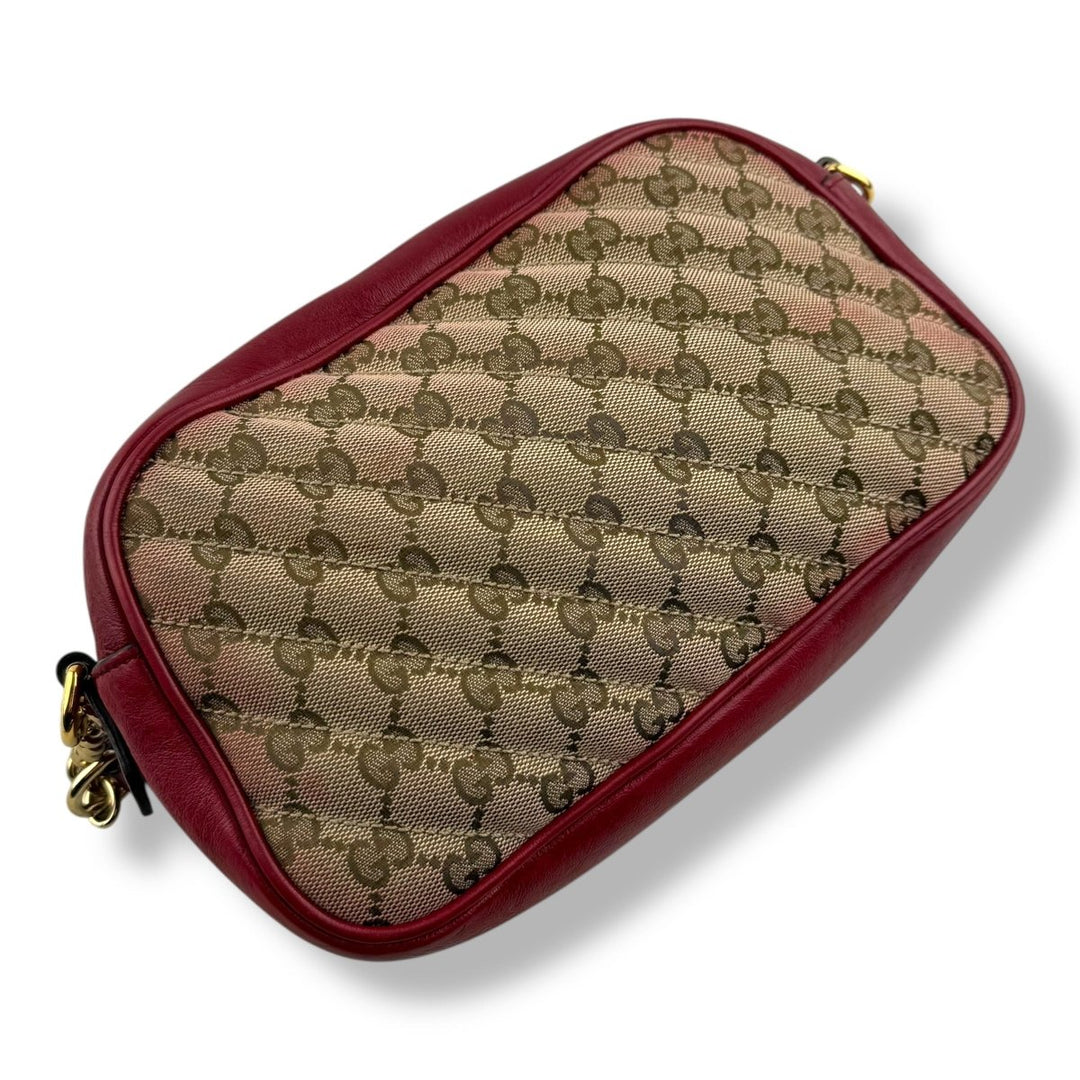 Gucci GG Marmont Beige/Red Leather Small Handbag - Lux Central