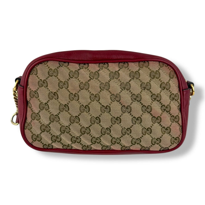 Gucci GG Marmont Beige/Red Leather Small Handbag - Lux Central