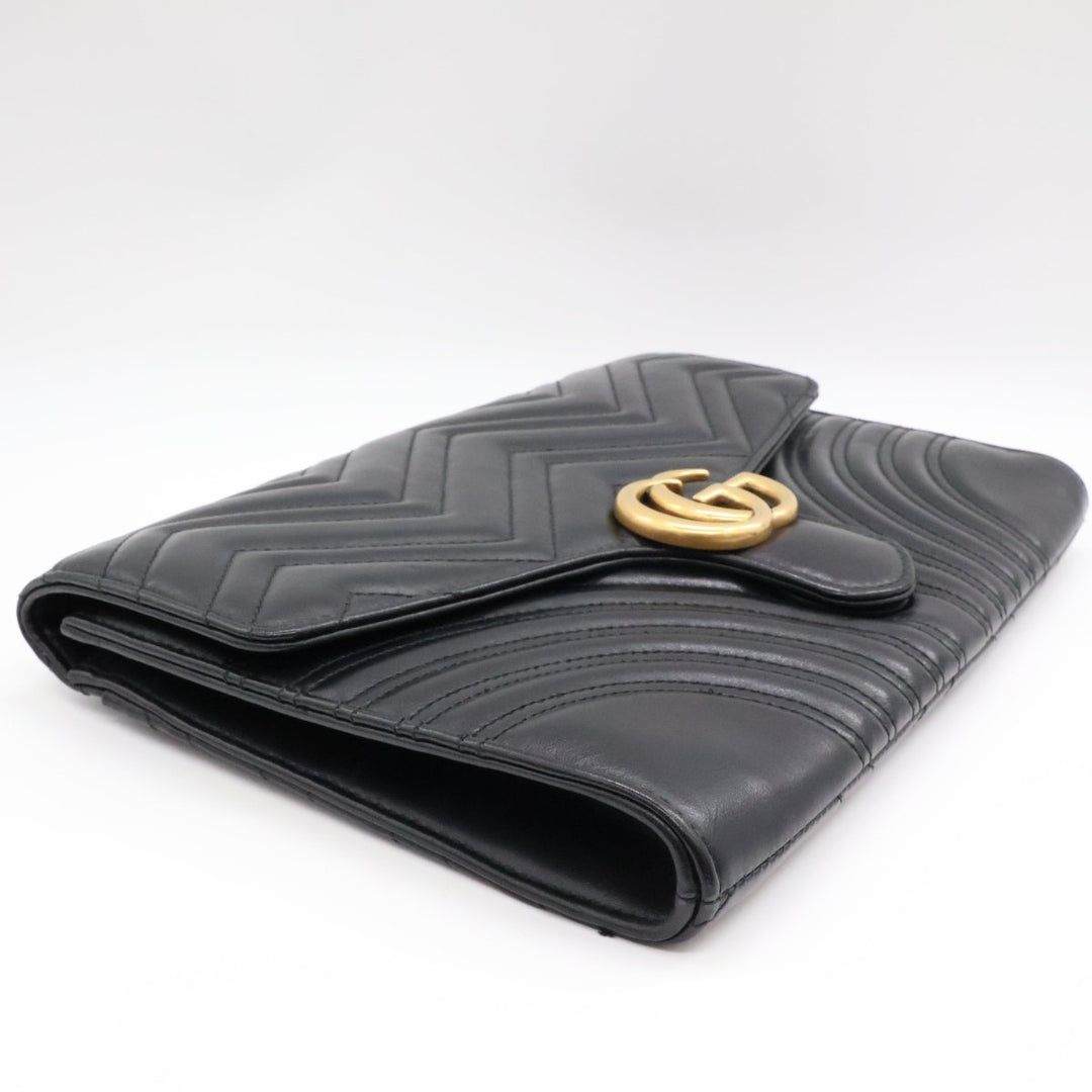 Gucci GG Marmont Black Leather Clutch Handbag - Lux Central
