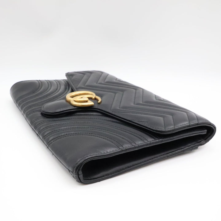 Gucci GG Marmont Black Leather Clutch Handbag - Lux Central