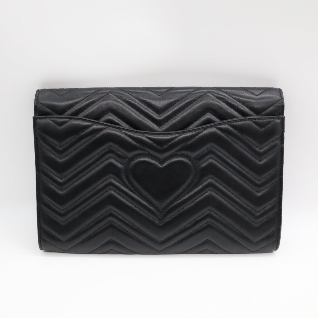 Gucci GG Marmont Black Leather Clutch Handbag - Lux Central