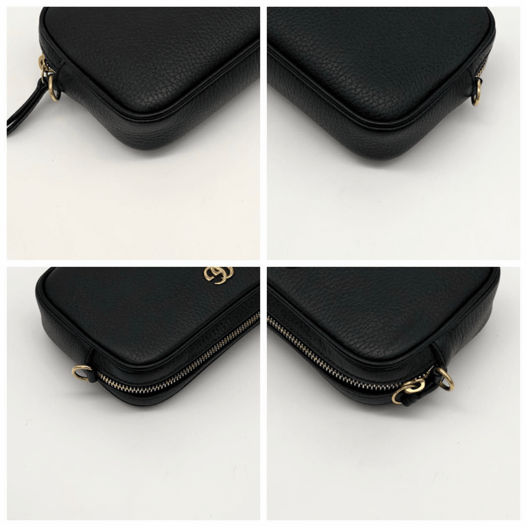 Gucci GG Marmont Black Leather Mini Camera Handbag - Lux Central