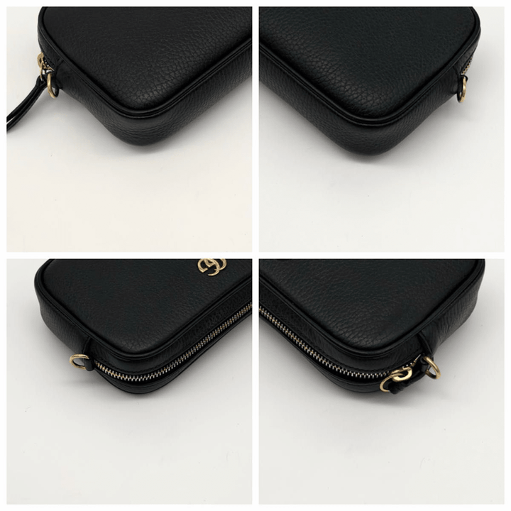 Gucci GG Marmont Black Leather Mini Camera Handbag - Lux Central