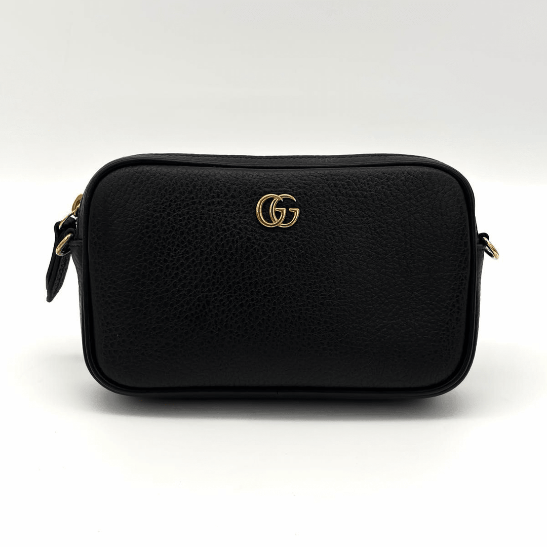 Gucci GG Marmont Black Leather Mini Camera Handbag - Lux Central