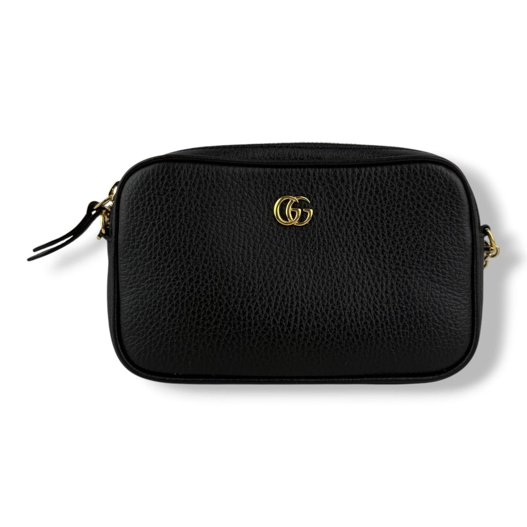 Gucci GG Marmont Black Leather Mini Camera Handbag - Lux Central