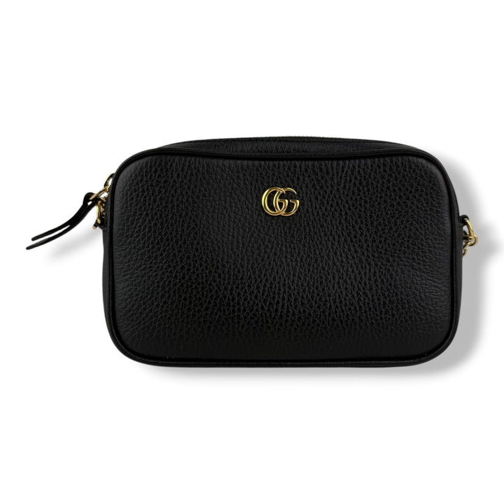 Gucci GG Marmont Black Leather Mini Camera Handbag - Lux Central