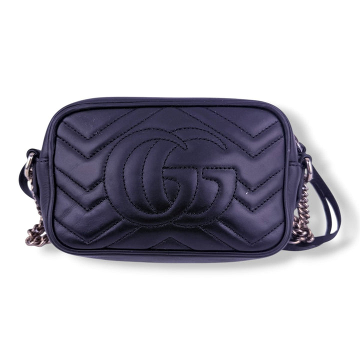 Gucci GG Marmont Black Leather Mini Handbag - Lux Central