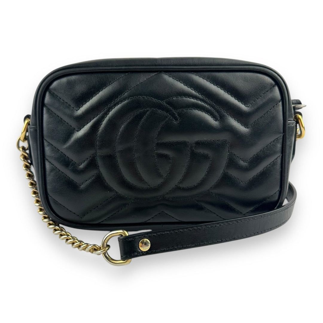 Gucci GG Marmont Black Leather Mini Handbag - Lux Central