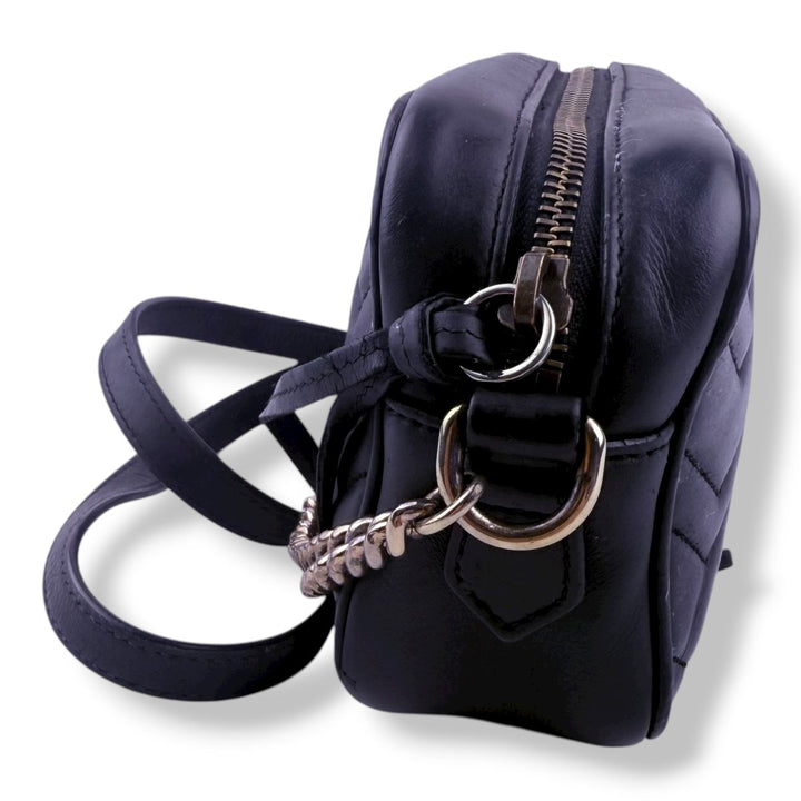 Gucci GG Marmont Black Leather Mini Handbag - Lux Central